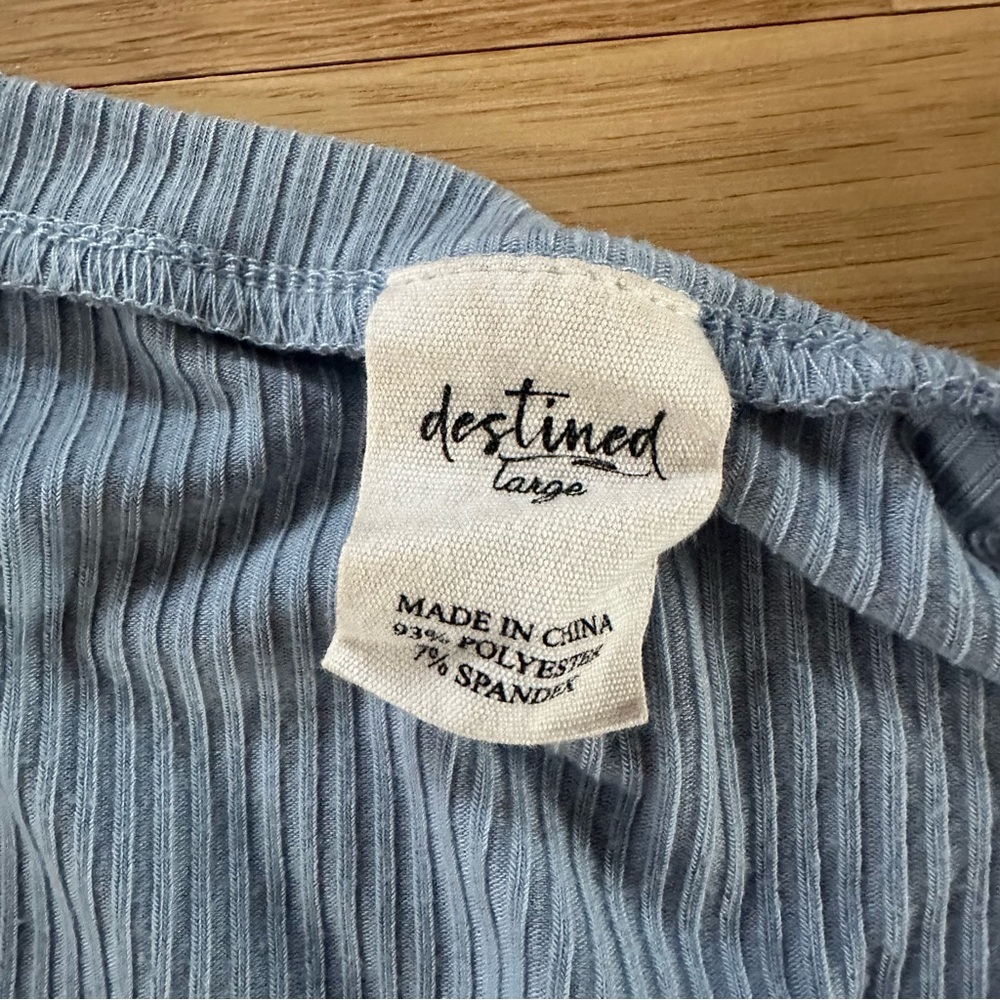 Large Baby Blue Ribbed Crop Top - Picture 3 of 4